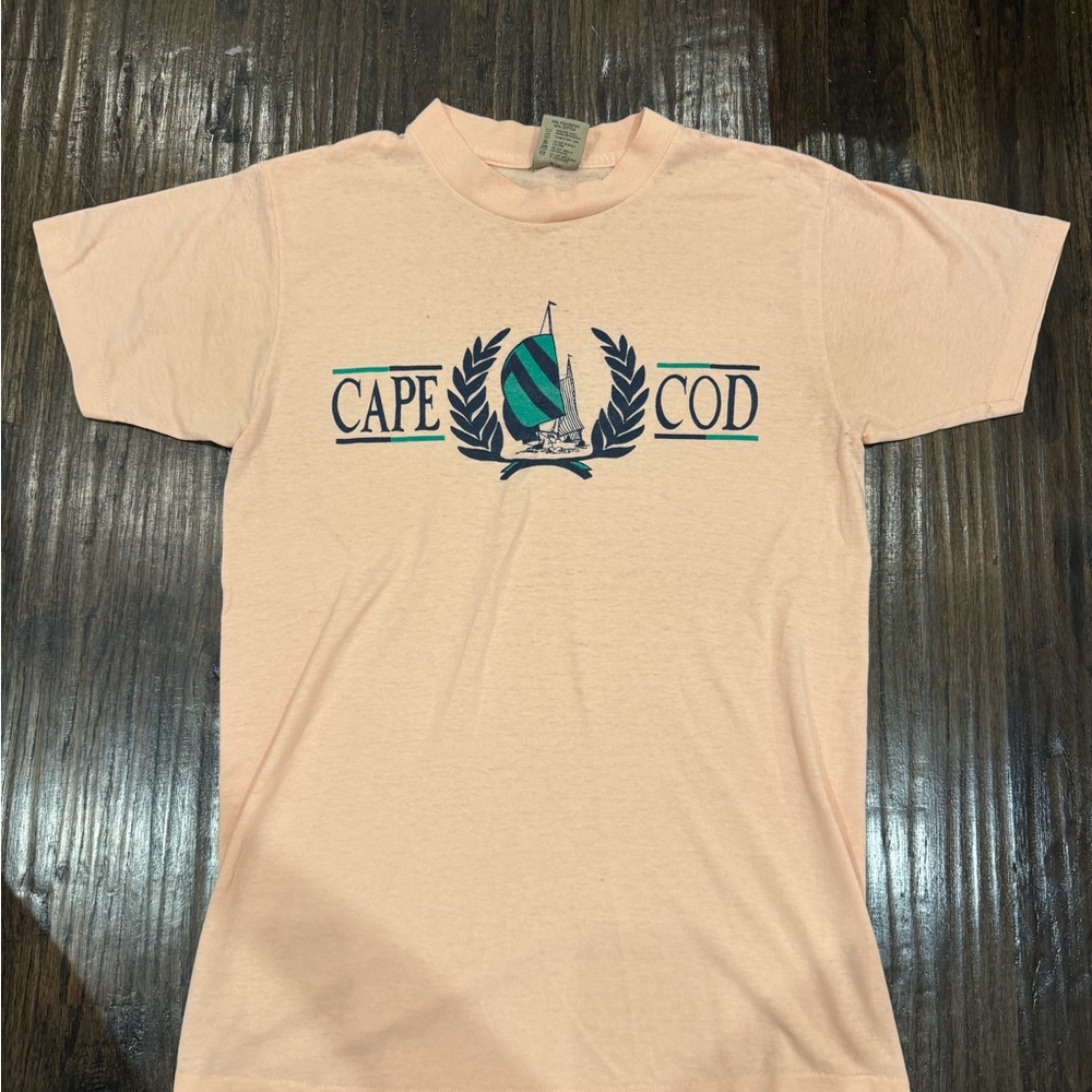 Vintage Delta Peach Cape Cod Sailboat Short Sleeve Tee